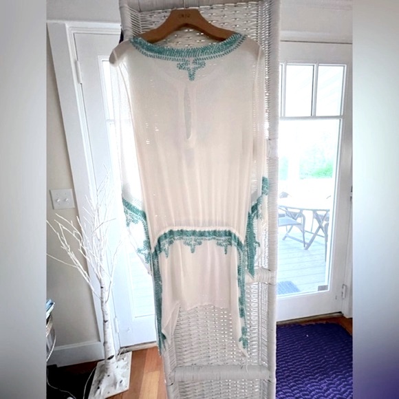 ☀️CALYPSO ST. BARTH Poolside Resort Cruise Beach SILK Cover Up/Sequins - Picture 5 of 10